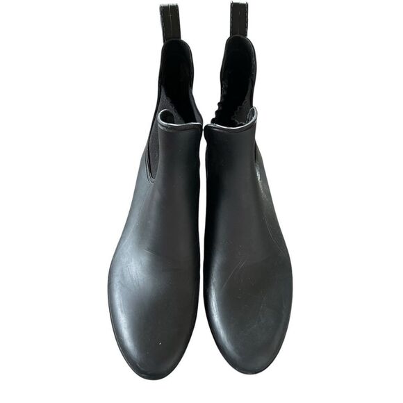 J Crew Womens Black Rubber Rain Ankle Boots Size 8 - Picture 1 of 9